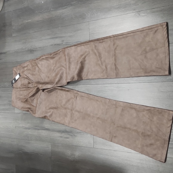 Fashion Nova Stylish Brown Faux Leather Wash Pants Size S - Picture 5 of 6